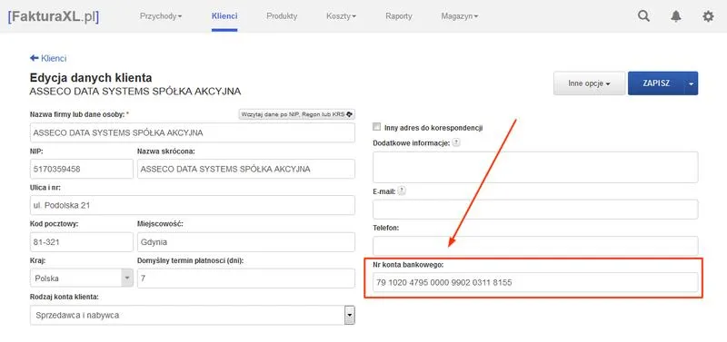 Aktualizacja danych biała lista
