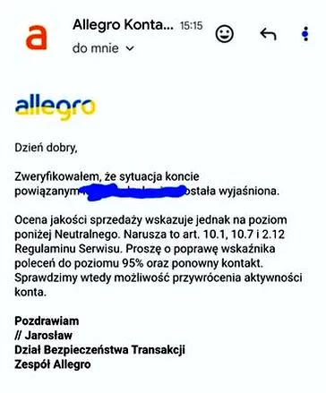 Aktualizacja konta Allegro