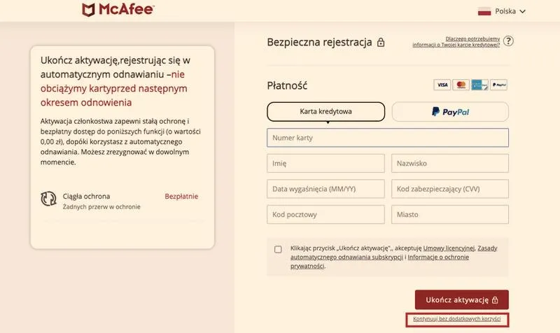 Kroki do dezaktywacji McAfee