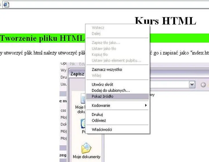 Otwieranie plików HTML