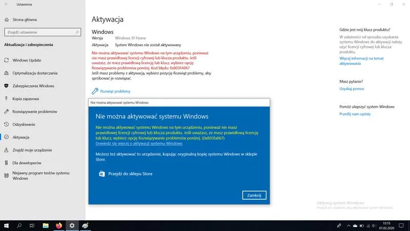 Poradnik aktywacji Windows 10