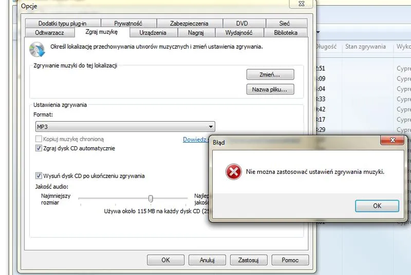 Problemy z odtwarzaniem