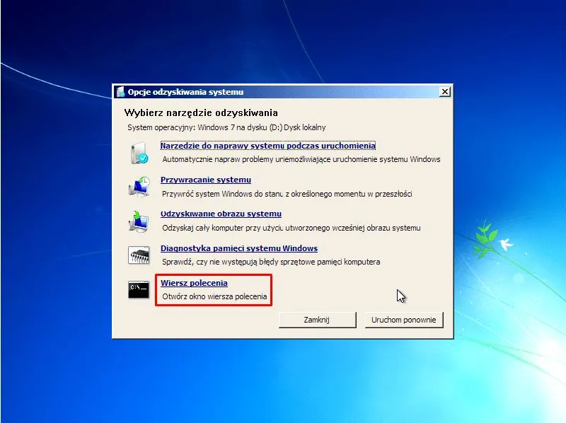 Przywracanie ustawień fabrycznych Windows 7