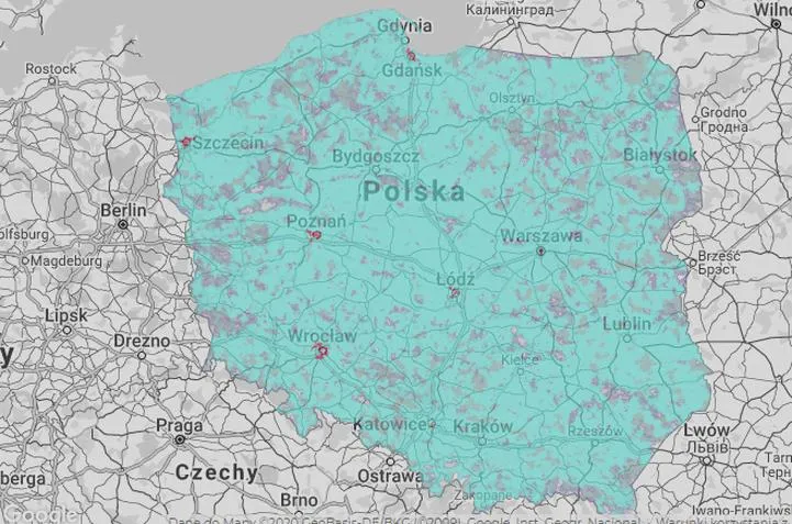 Zasięg sieci Internetu